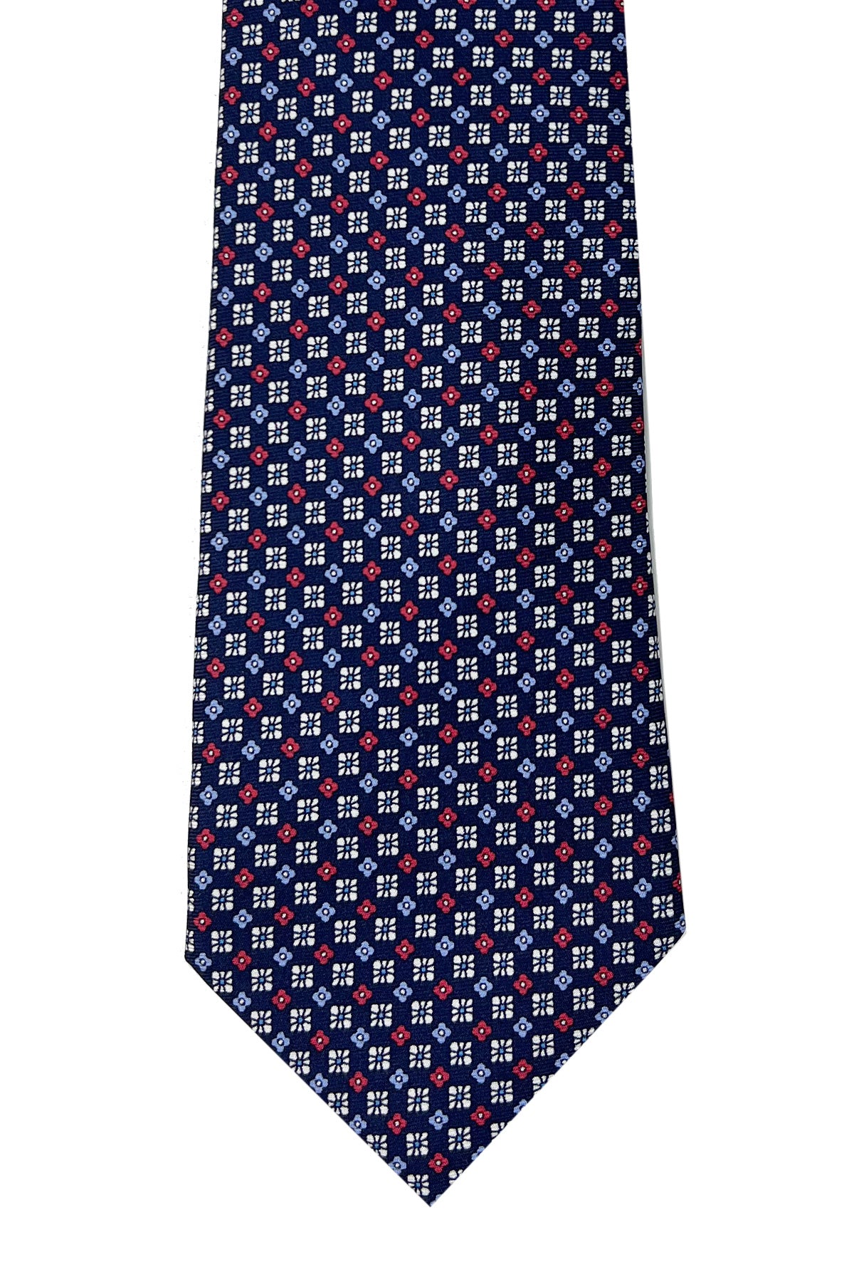 Cravatta uomo blu 9cm fantasia in pura seta cucita a mano