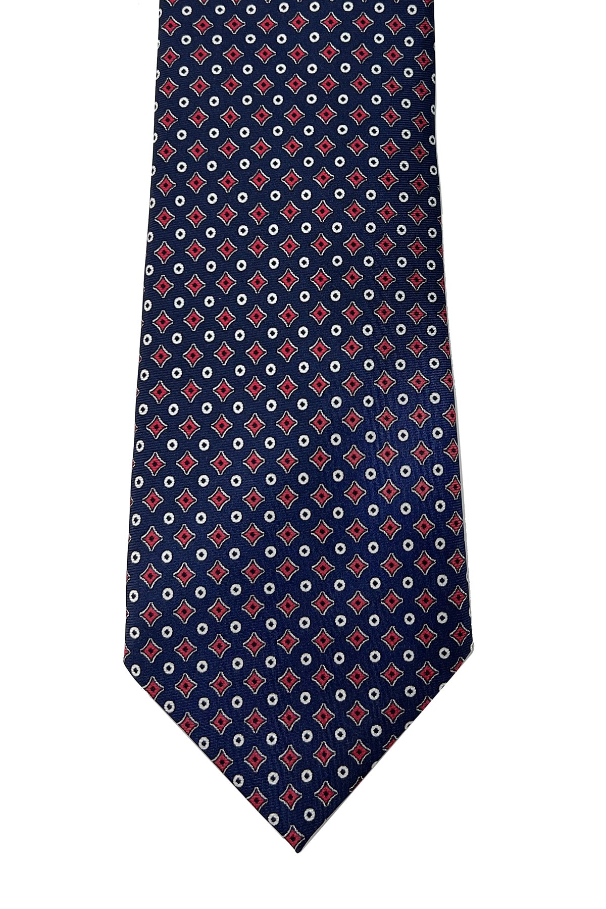 Cravatta uomo blu 9cm fantasia in pura seta cucita a mano