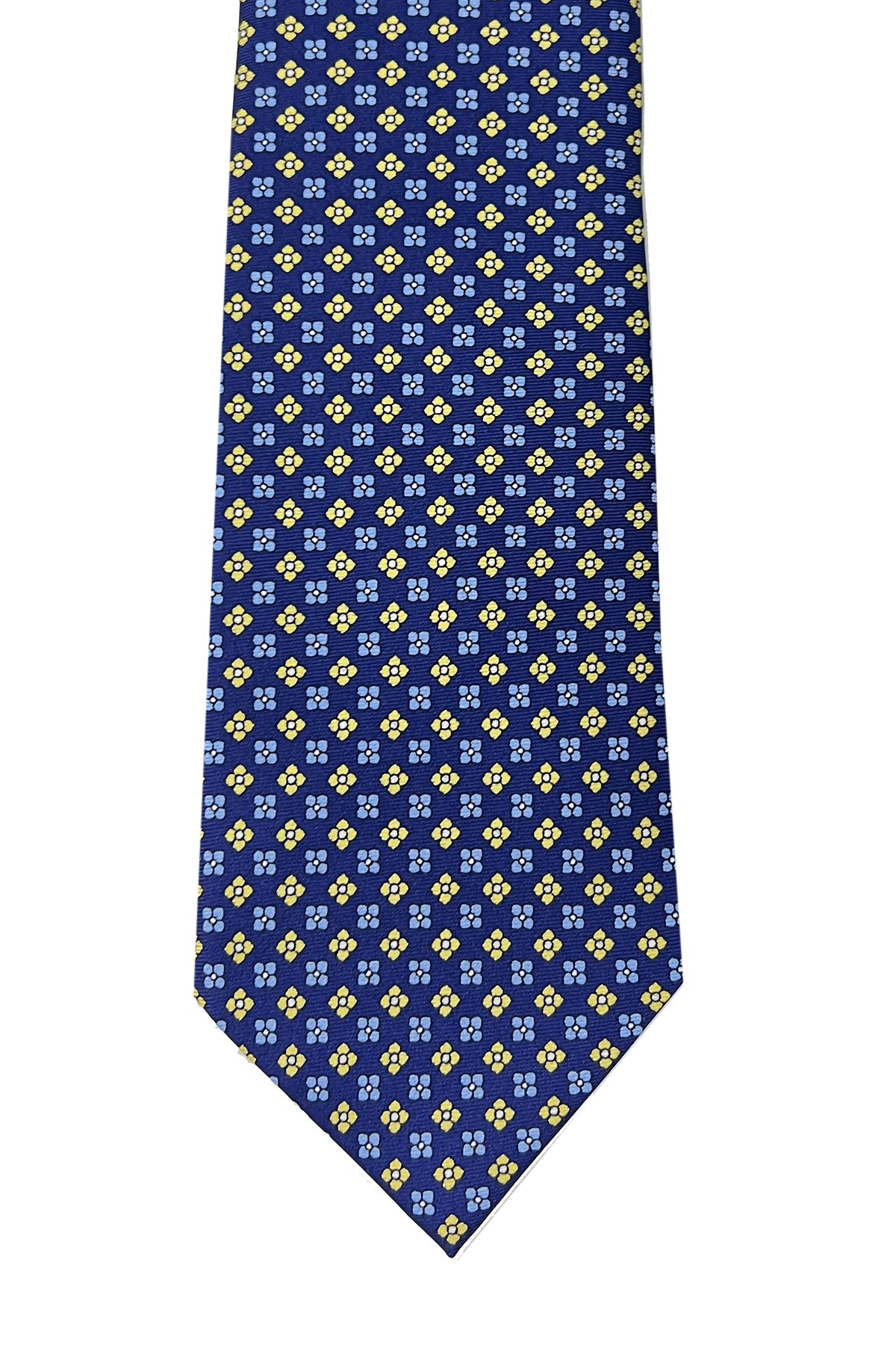 Cravatta uomo blu 9cm fantasia in pura seta cucita a mano