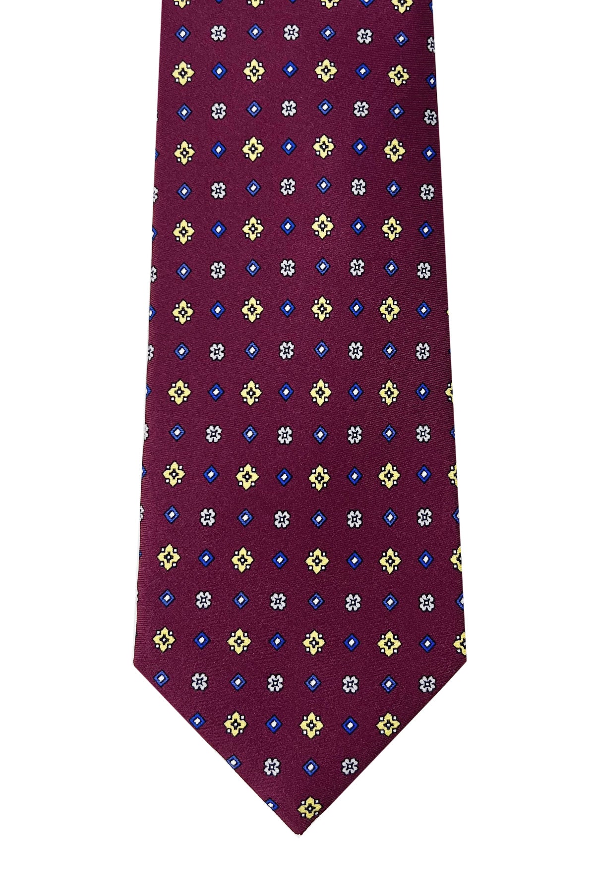 Cravatta uomo bordeaux 9cm fantasia in pura seta cucita a mano