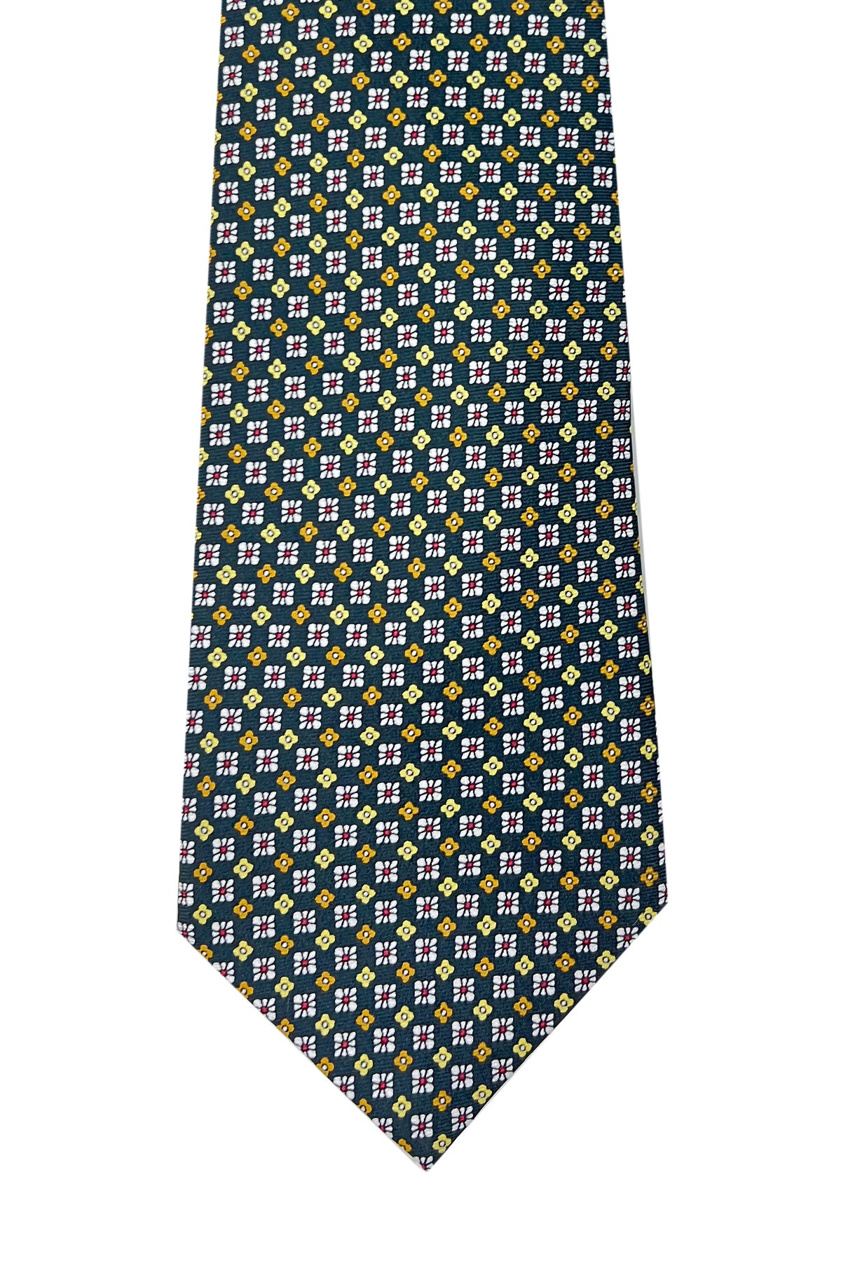 Cravatta uomo verde 9cm fantasia in pura seta cucita a mano