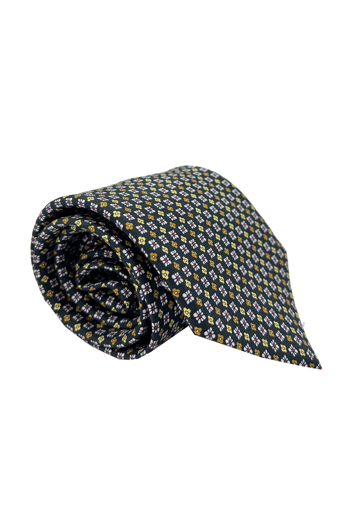 Cravatta uomo verde 9cm fantasia in pura seta cucita a mano
