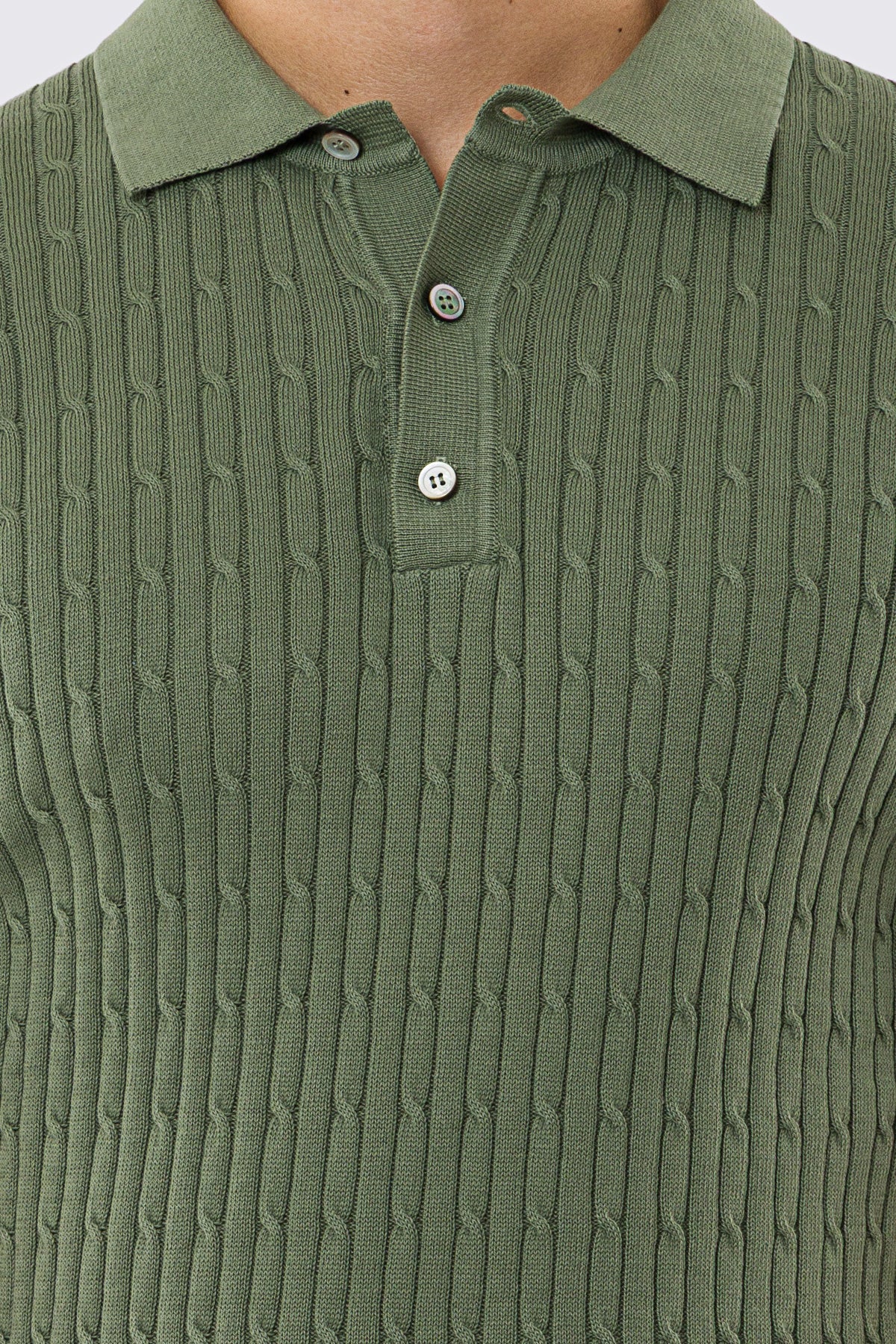 Polo mezze maniche verde militare da uomo con treccia interna ed elastici sulle maniche e sul fondo 100% cotone di filo tinta unita