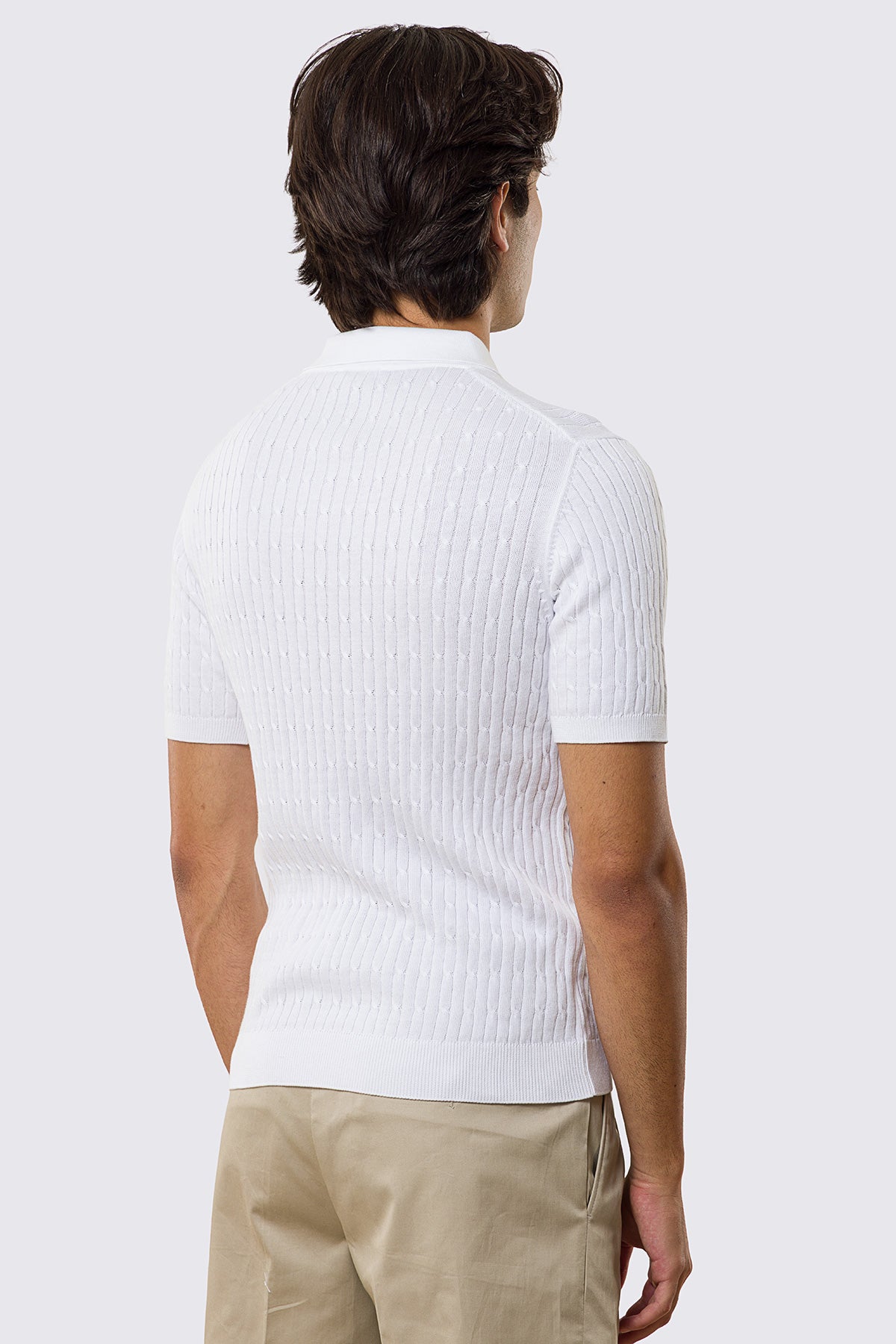 Polo mezze maniche Bianca da uomo con treccia interna ed elastici sulle maniche e sul fondo 100% cotone di filo tinta unita