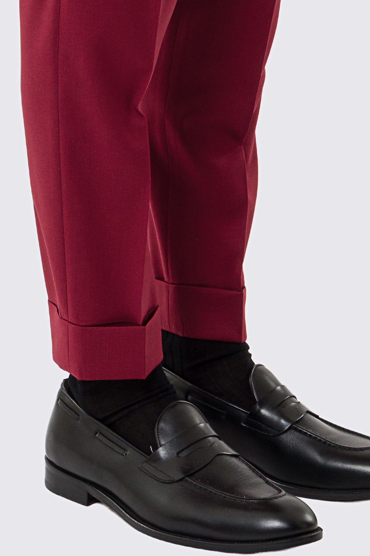Pantalone uomo rosso vita alta con fibbie laterali tasca america in fresco lana 100% Vitale Barberis Canonico risvolto 5cm