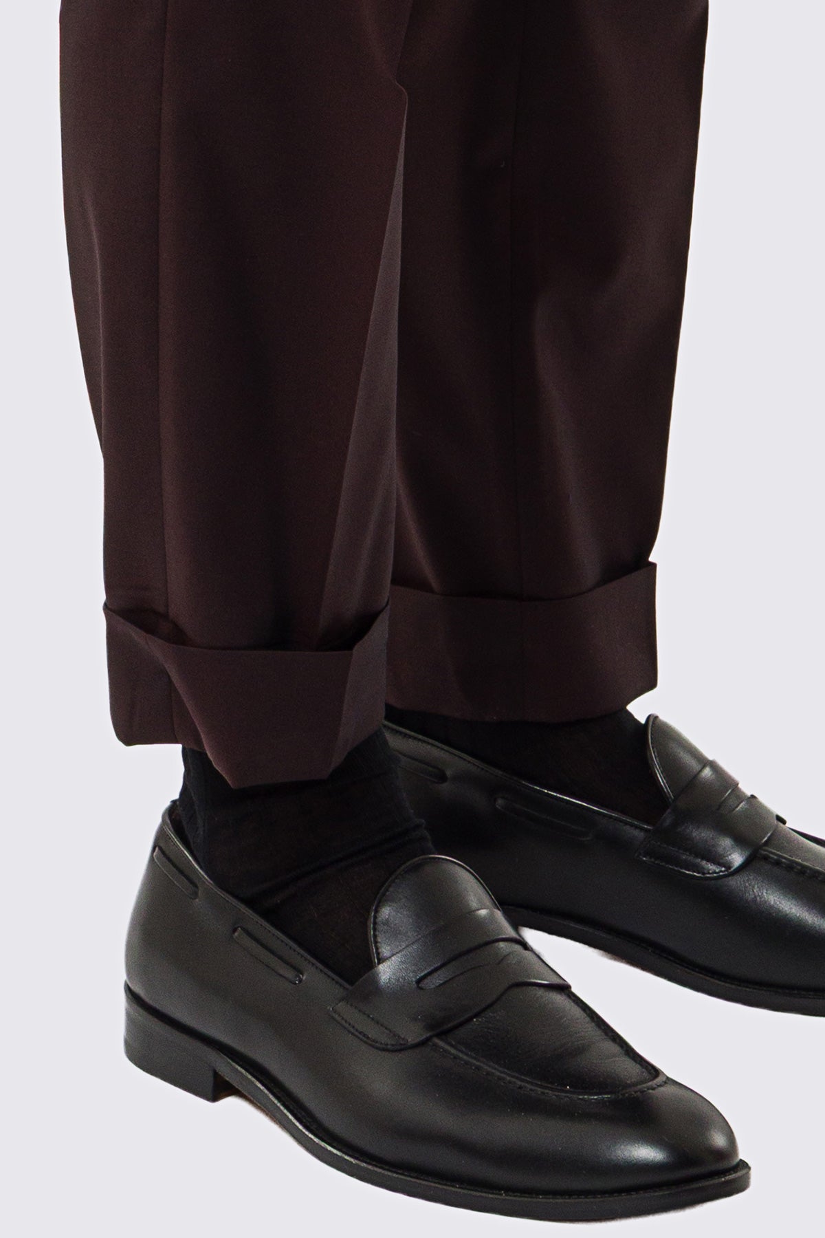 Pantalone uomo marrone vita alta con fibbie laterali tasca america in fresco lana 100% Vitale Barberis Canonico risvolto 5cm