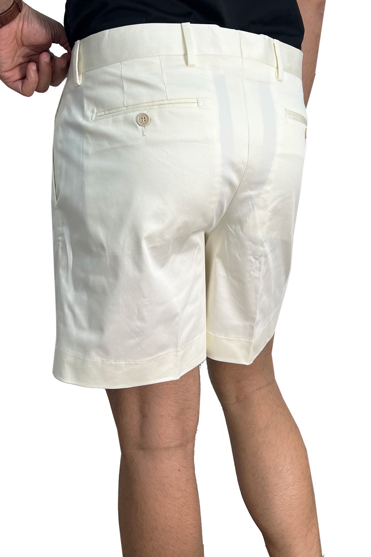 Bermuda uomo panna con doppia pinces vestibilità Regolare tasca america in cotone made in italy