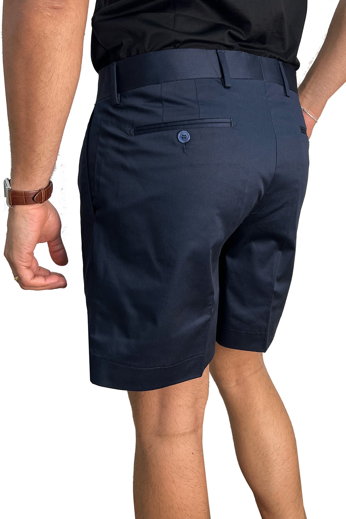 Bermuda uomo blu con doppia pinces vestibilità Regolare tasca america in cotone made in italy