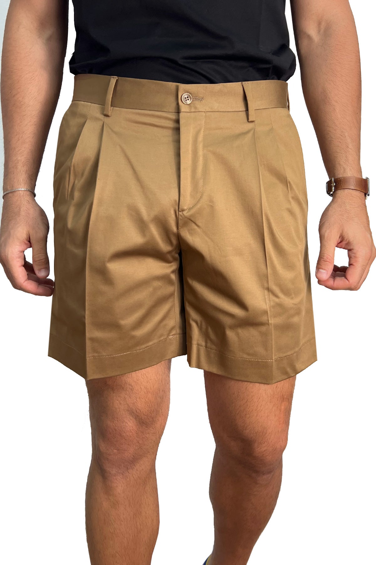Bermuda uomo coccio con doppia pinces vestibilità Regolare tasca america in cotone made in italy