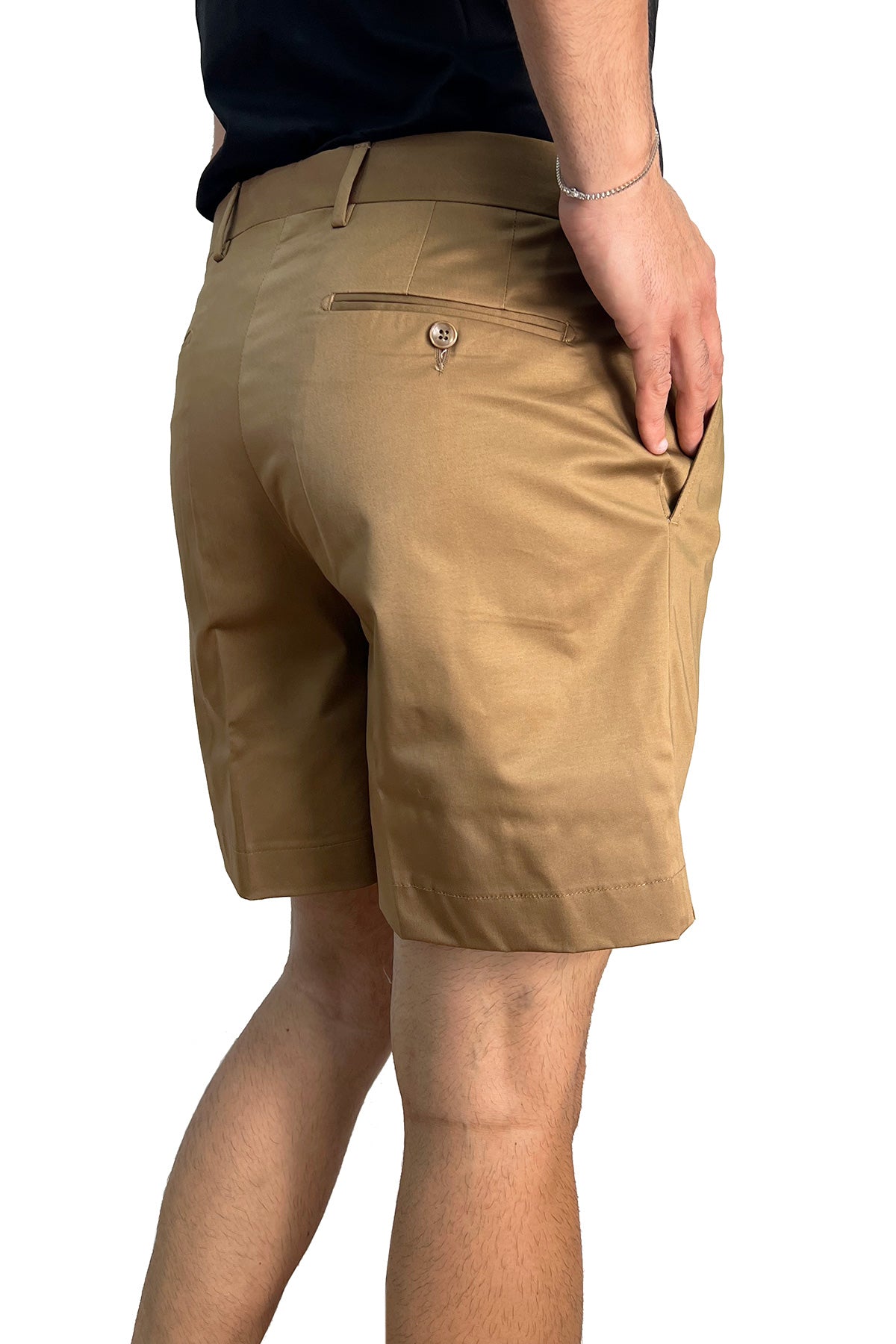 Bermuda uomo coccio con doppia pinces vestibilità Regolare tasca america in cotone made in italy
