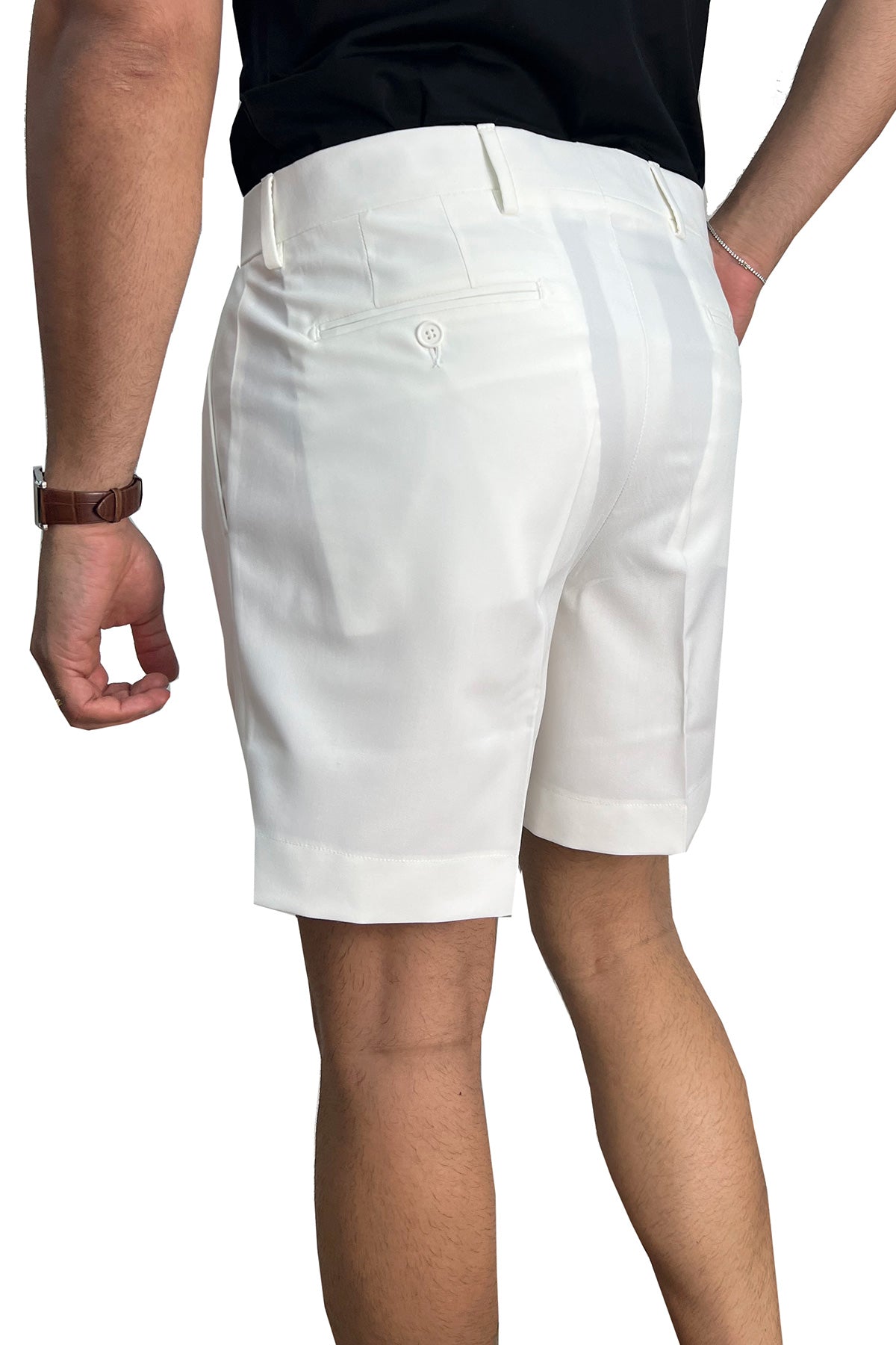 Bermuda uomo panna con doppia pinces vestibilità Regolare tasca america in poliviscosa effetto fresco lana made in italy