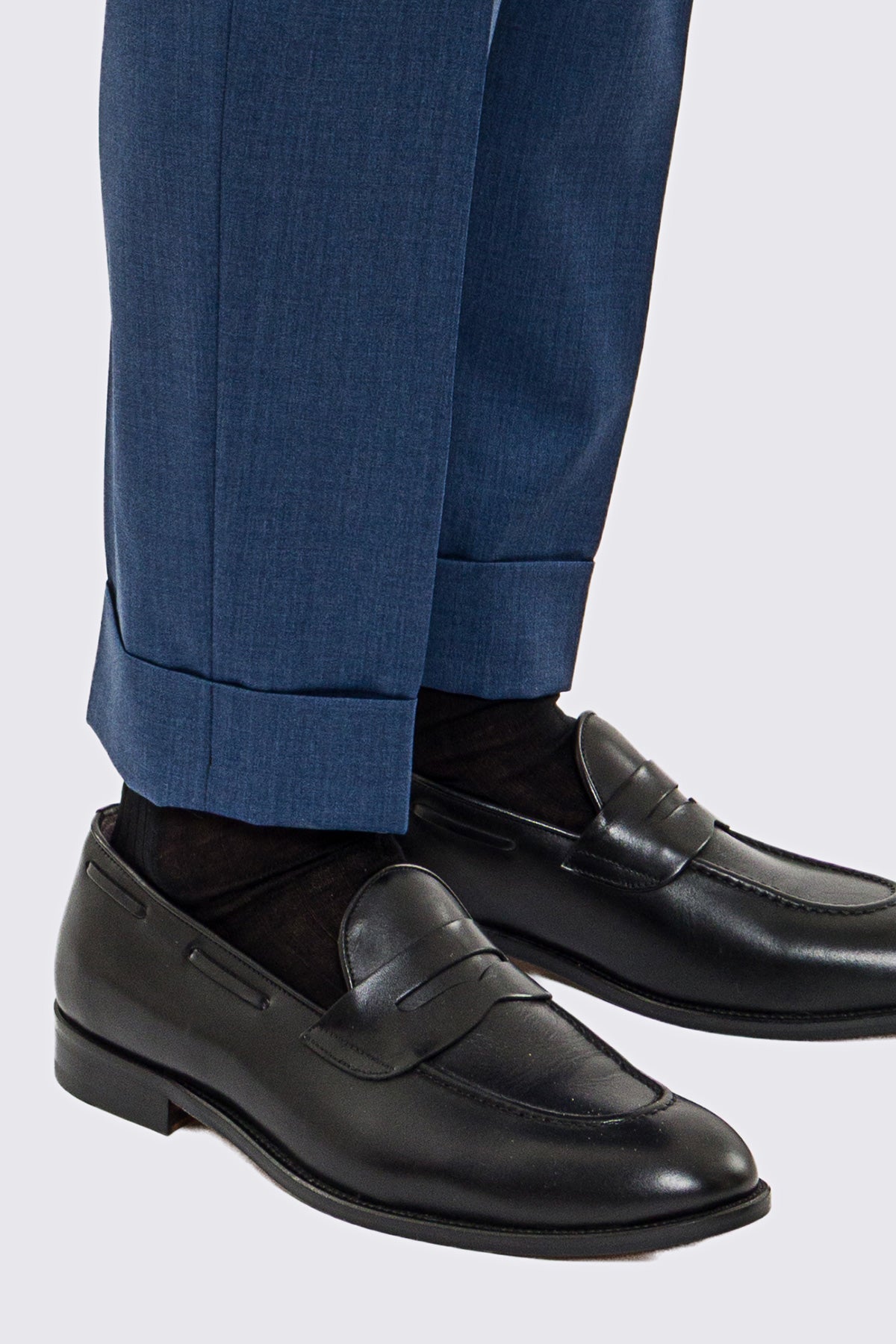 Pantalone uomo Denim vita alta con 2 pinces tasca america in fresco lana 100% Vitale Barberis Canonico risvolto 5cm