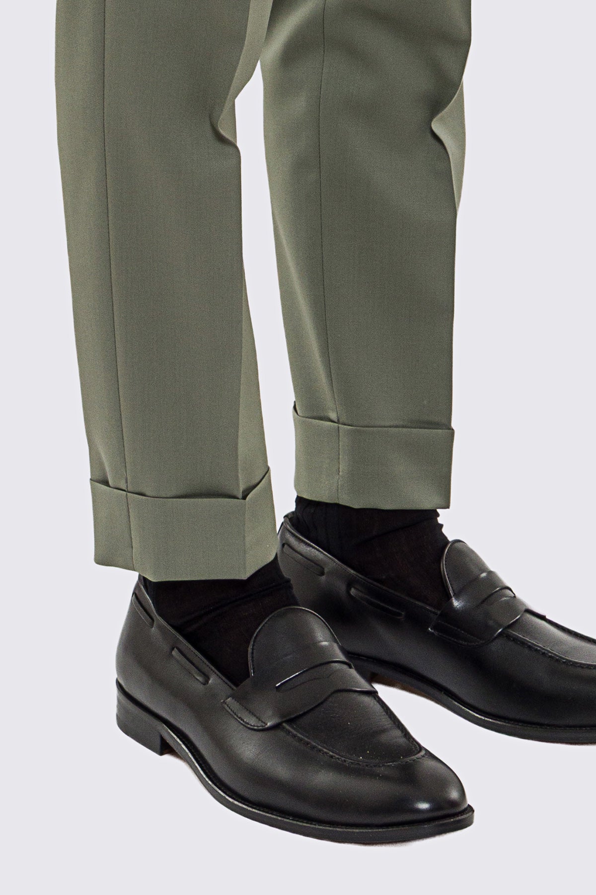 Abito uomo Monopetto salvia fresco lana super 130's Vitale Barberis Canonico sfoderata Rever a lancia tasche a toppe
