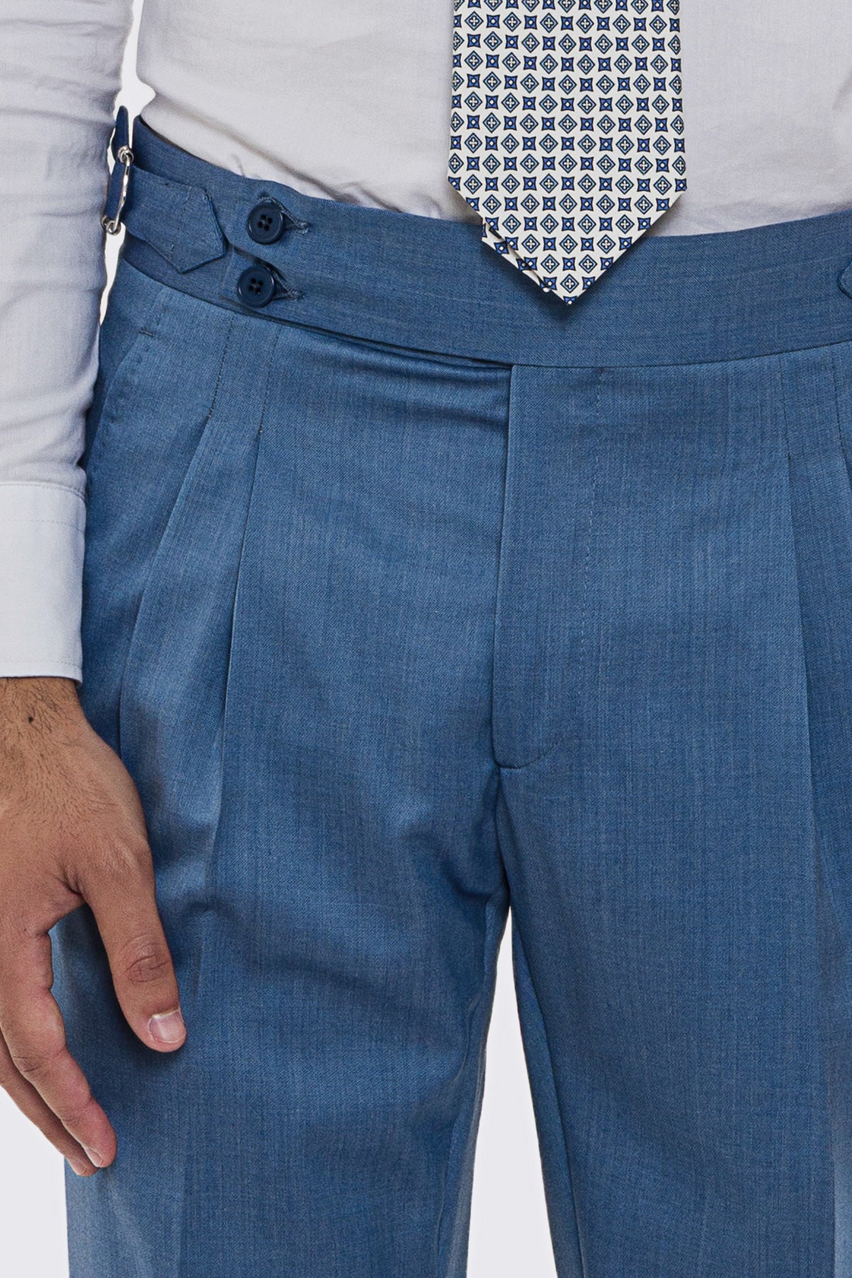 Abito uomo Monopetto Denim fresco lana super 130's Vitale Barberis Canonico sfoderata Rever a lancia tasche a toppe