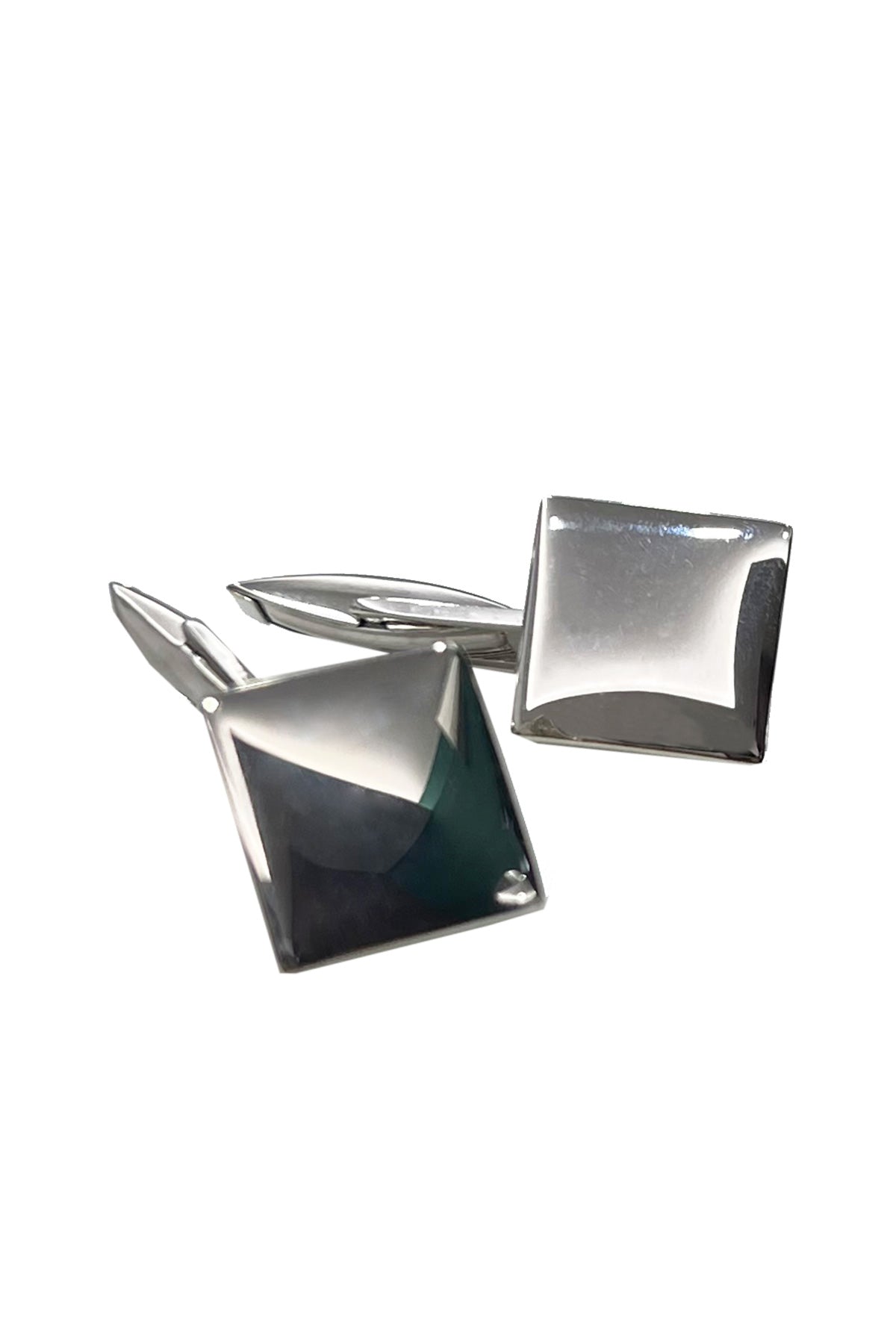 Gemelli da camicia in argento lucido forma quadrata 1,5 cm di larghezza 1,5 cm lunghezza