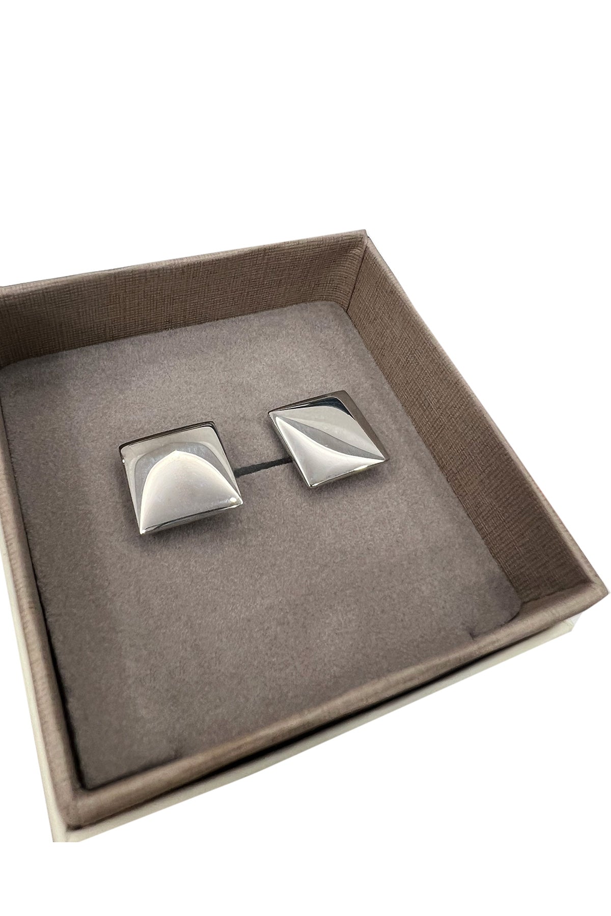 Gemelli da camicia in argento lucido forma quadrata 1,5 cm di larghezza 1,5 cm lunghezza