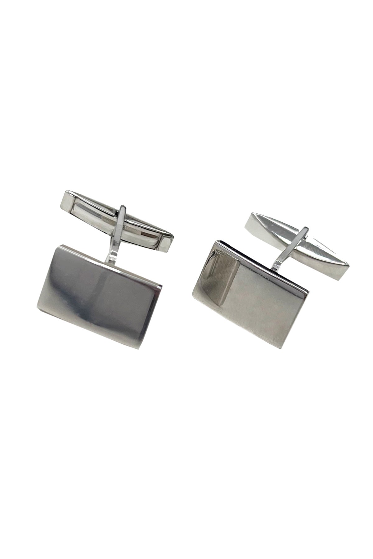 Gemelli da camicia in argento lucido forma Rettangolare 2cm di larghezza 1cm lunghezza
