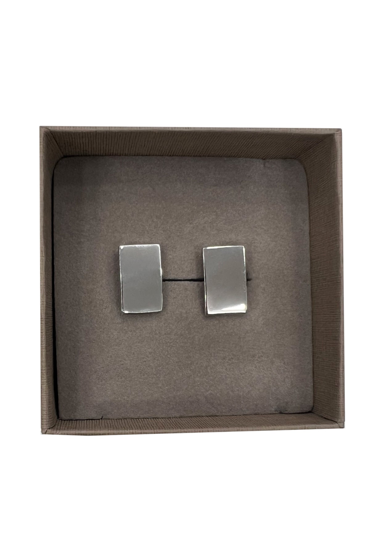 Gemelli da camicia in argento lucido forma Rettangolare 2cm di larghezza 1cm lunghezza