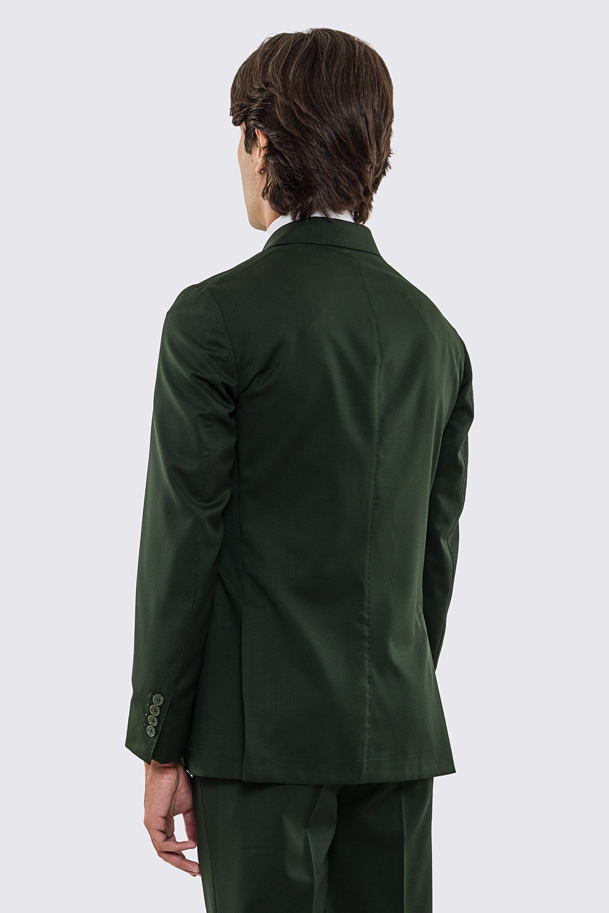 Giacca uomo doppiopetto verde scuro fresco lana super 130's Vitale Barberis Canonico sfoderata Rever a lancia tasche a filo