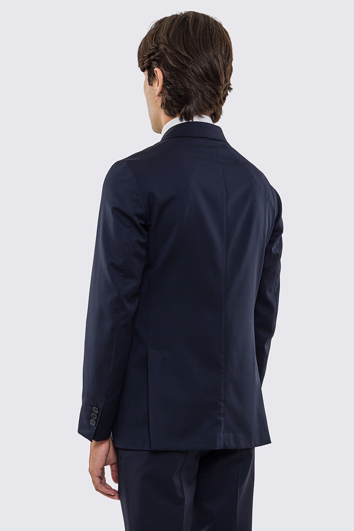 Giacca uomo doppiopetto blu notte fresco lana super 130's Vitale Barberis Canonico sfoderata Rever a lancia tasche a filo