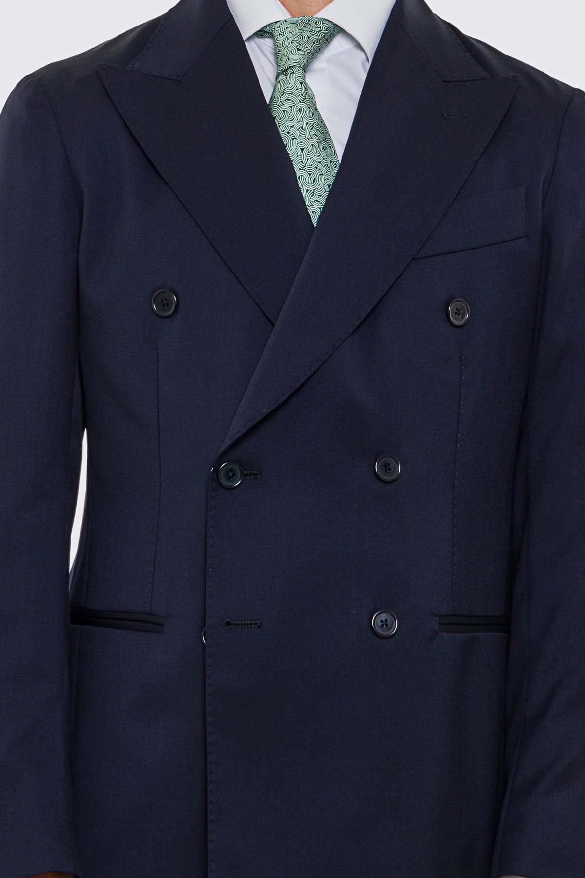 Giacca uomo doppiopetto blu notte fresco lana super 130's Vitale Barberis Canonico sfoderata Rever a lancia tasche a filo