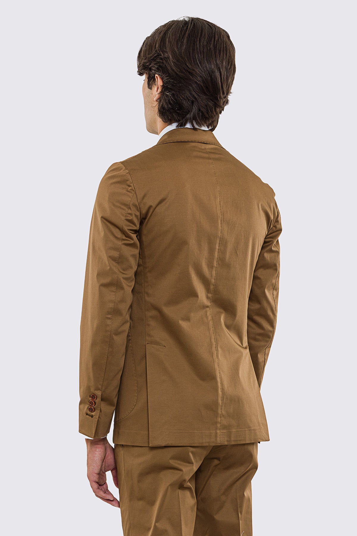 Giacca uomo Monopetto coccio in cotone leggermente elastico sfoderata Rever classico 11 cm tasche a toppe