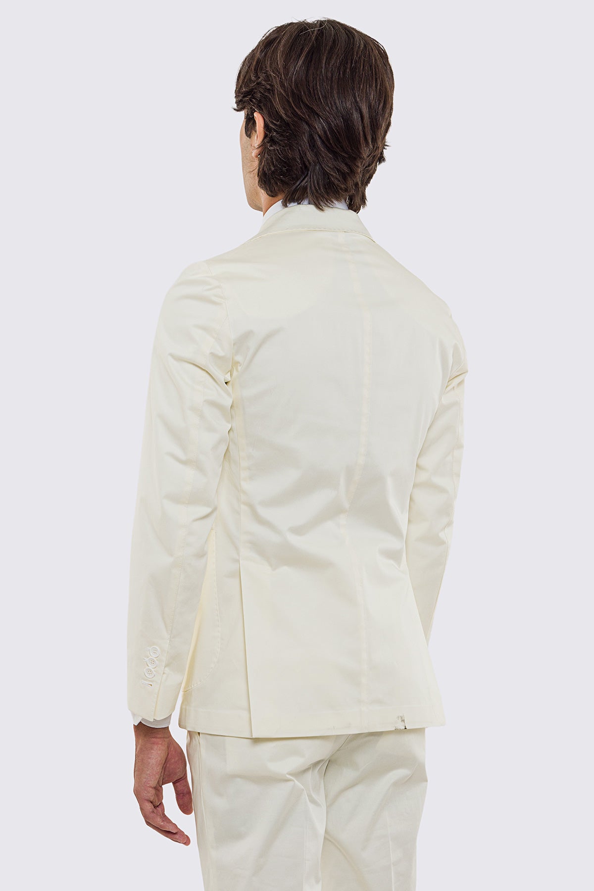 Abito uomo Monopetto Panna in cotone leggermente elastico sfoderata Rever classico 11 cm tasche a toppe