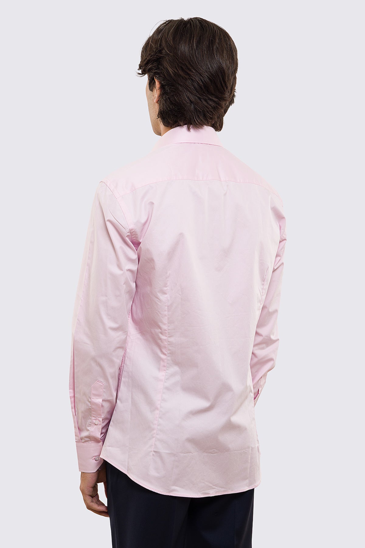 Camicia Uomo rosa slim fit in cotone 100% Collo semi francese tinta unita sartoriale