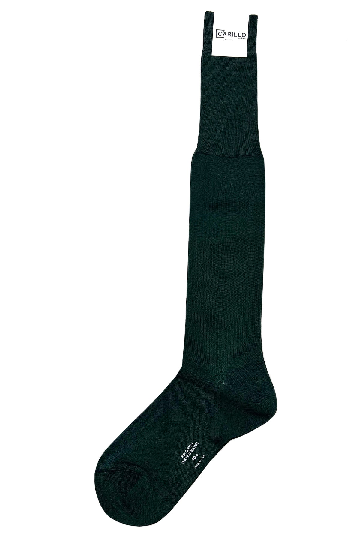Calzini uomo verde in filo di scozia lunghezza ginocchio tinta unita made in italy