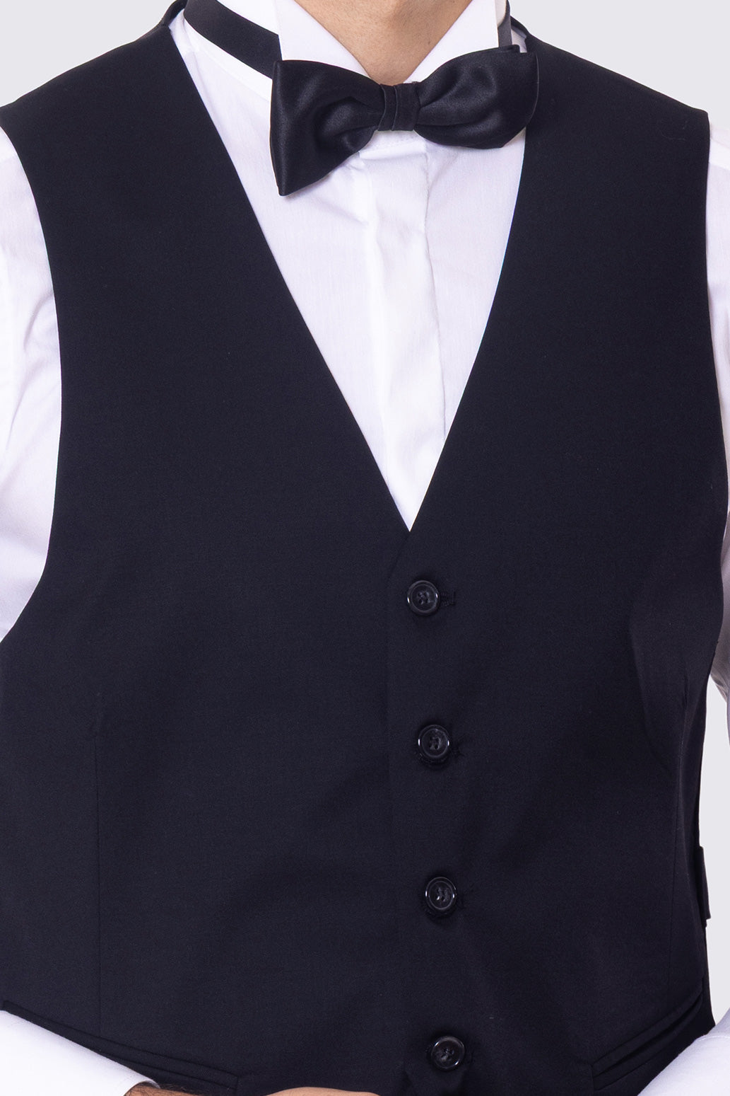 Gilet uomo monopetto nero da cerimonia in fresco lana super 130's Vitale Barberis Canonico regular fit con tasche a filo e gancio regolatore sul retro