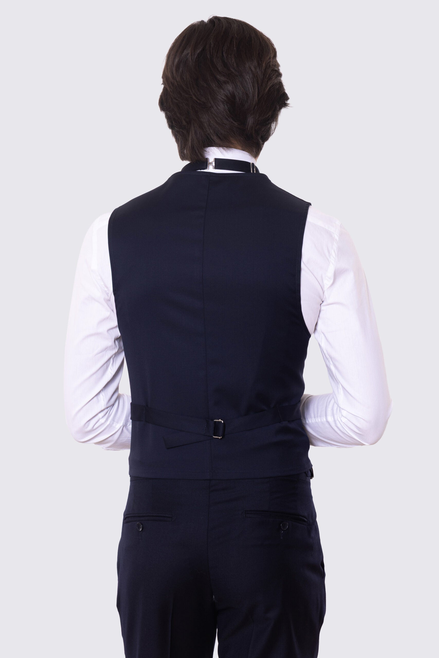 Gilet uomo doppiopetto blu da cerimonia in fresco lana super 130's Vitale Barberis Canonico regular fit con tasche a filo e gancio regolatore sul retro