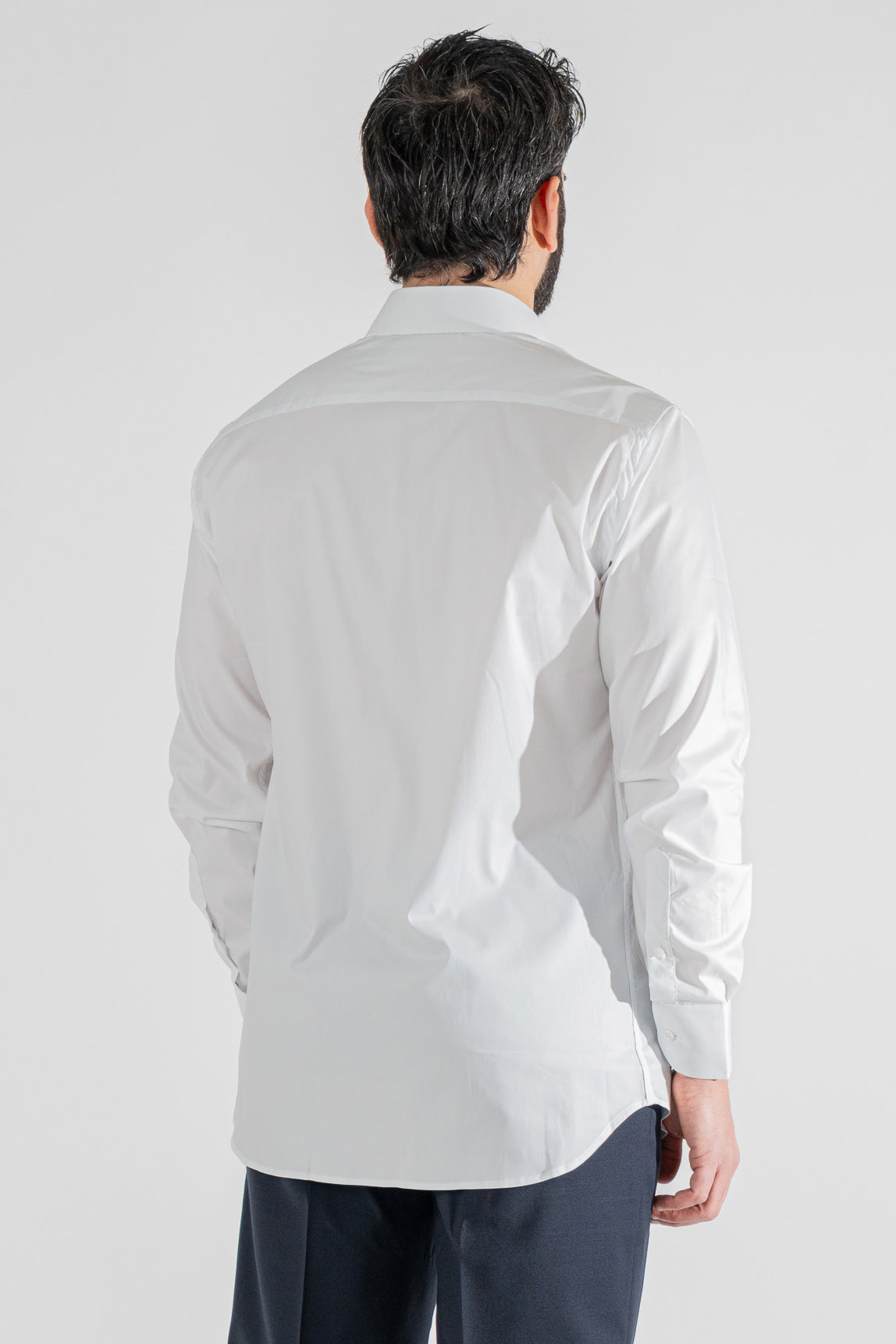 Camicia Uomo Bianca regular fit in cotone 100% Collo semi francese tinta unita sartoriale
