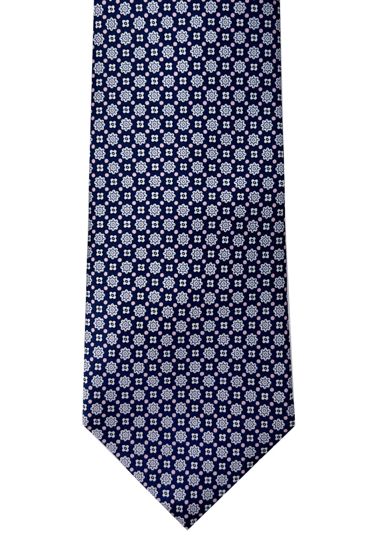 Cravatta uomo blu 9cm fantasia Fiori Multcolor in pura seta cucita a mano
