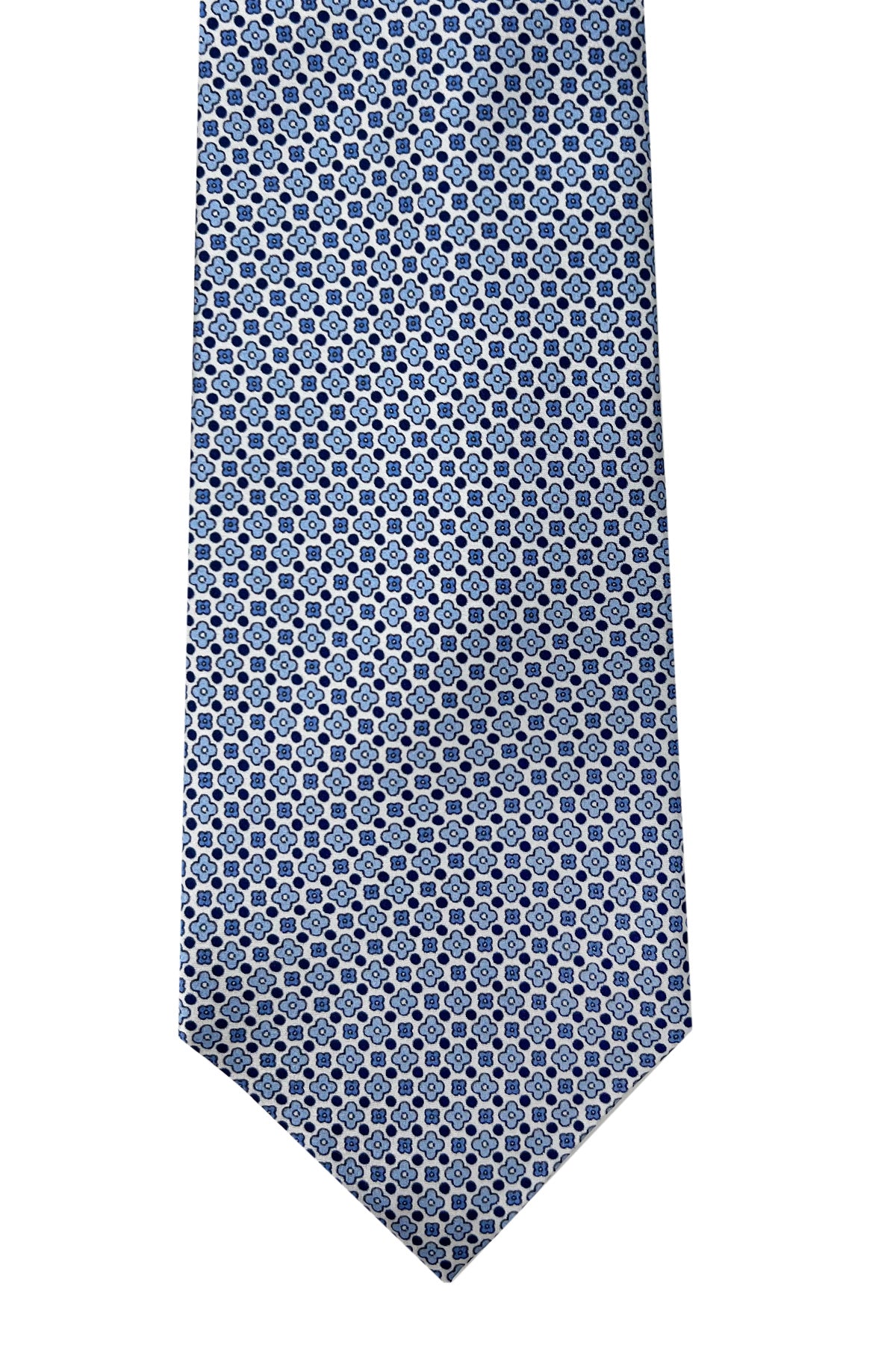 Cravatta uomo blu 9cm fantasia Fiori Multcolor in pura seta cucita a mano