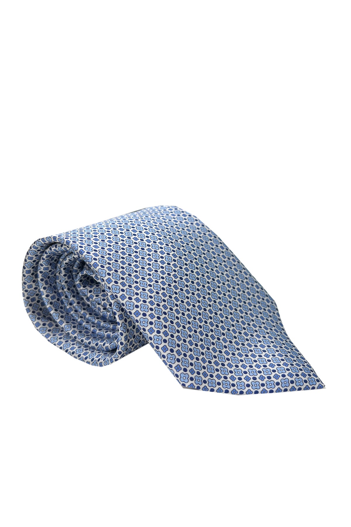 Cravatta uomo blu 9cm fantasia Fiori Multcolor in pura seta cucita a mano