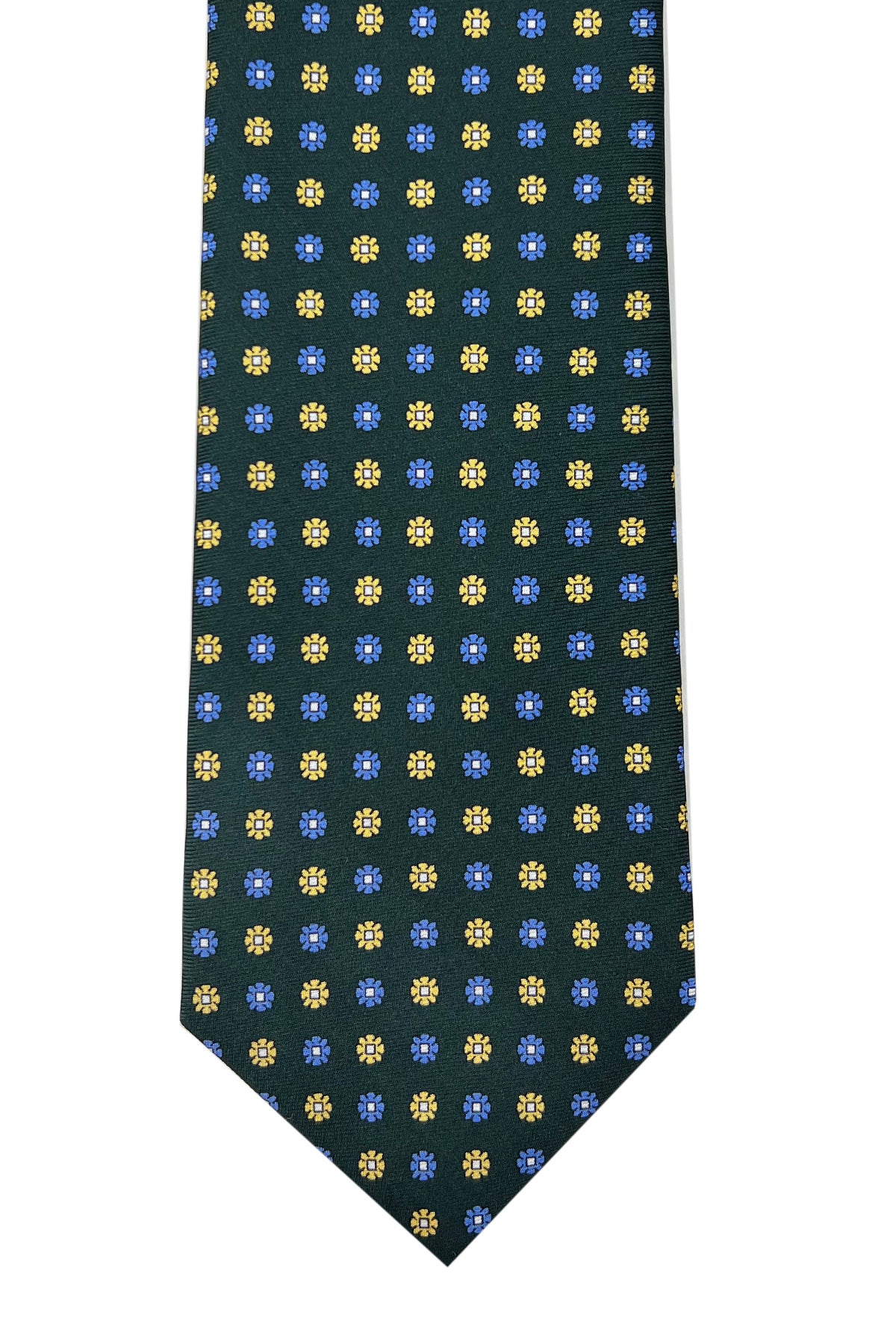 Cravatta uomo verde 9cm fantasia Fiori Multcolor in pura seta cucita a mano