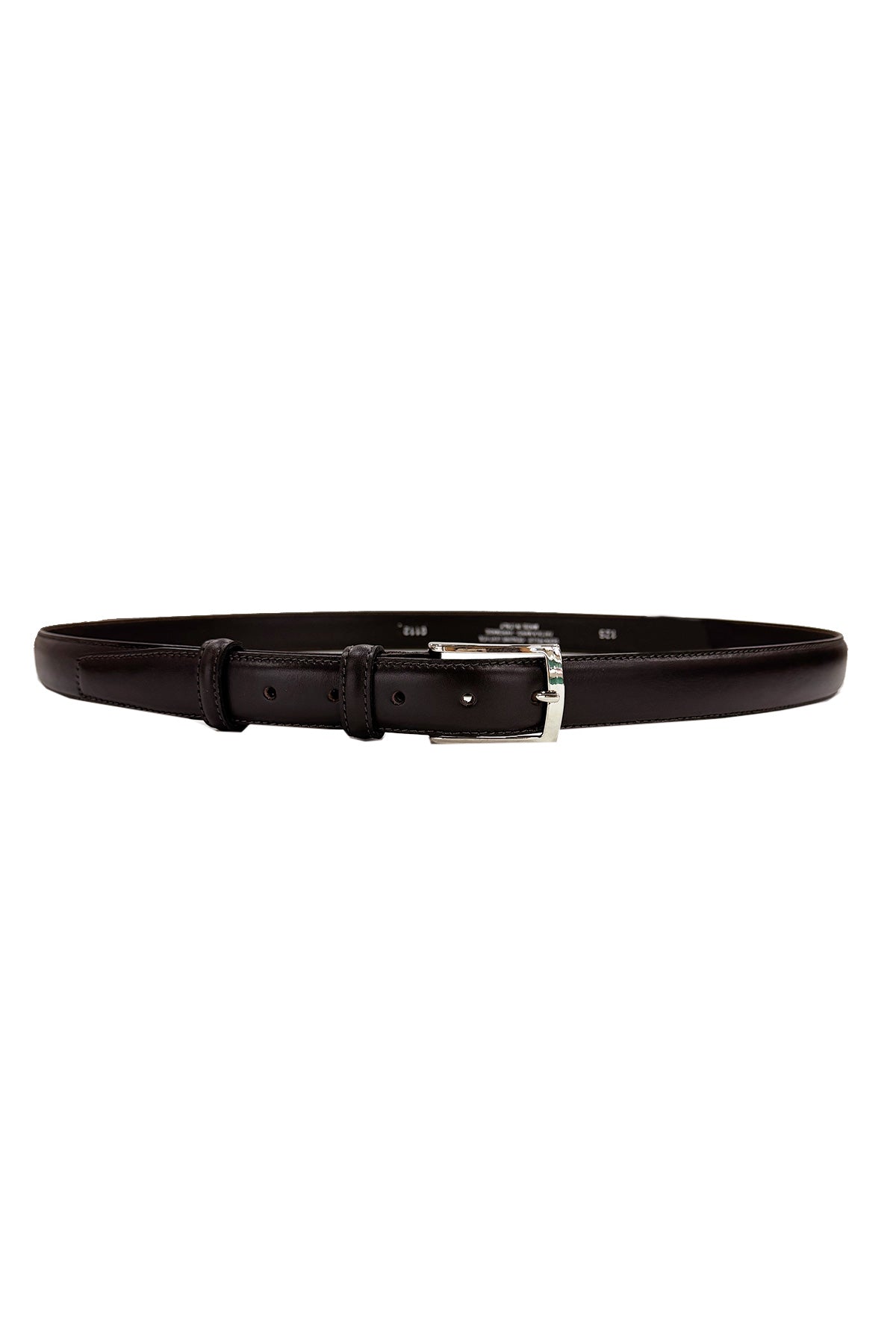 Cintura uomo Marrone martellata effetto matto misura slim con cuciture con fibbia argento