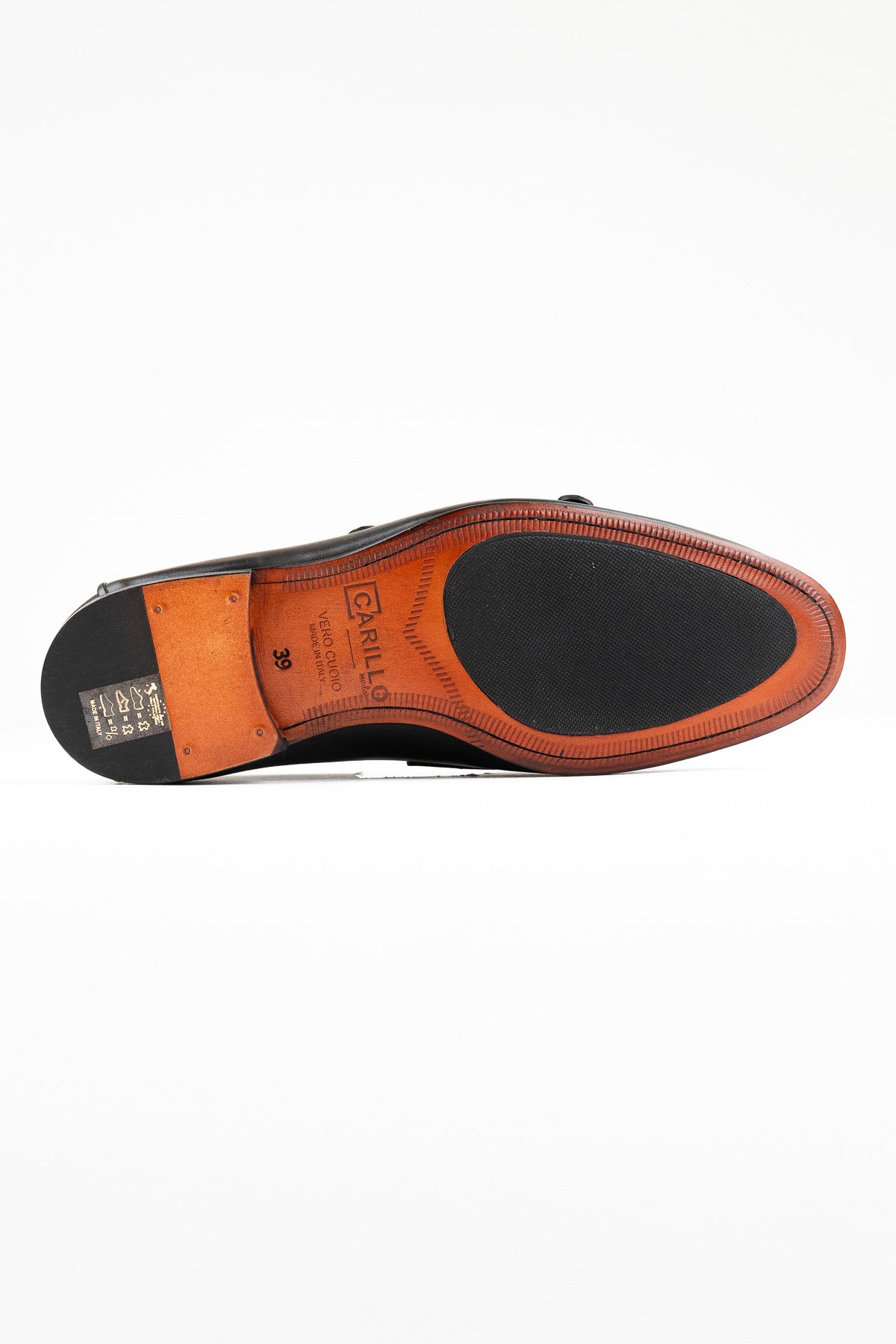 Mocassini uomo Marrone scuro in vera pelle con doppia fibbia e suola in cuoio made in italy