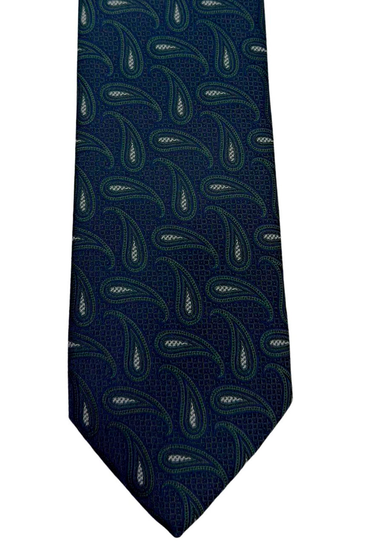 Cravatta uomo blu 9cm fantasia in pura seta cucita a mano