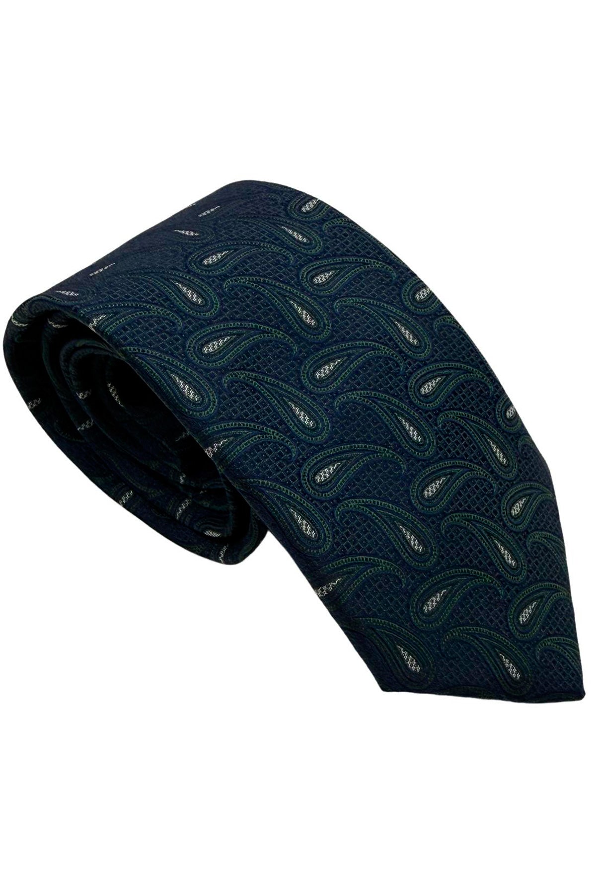 Cravatta uomo blu 9cm fantasia in pura seta cucita a mano