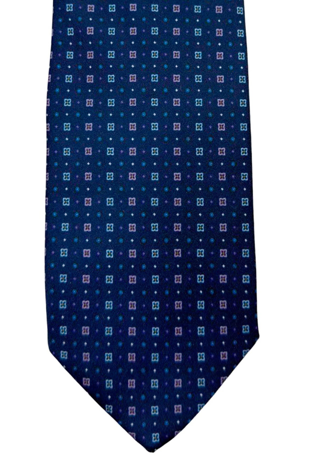 Cravatta uomo blu 9cm fantasia in pura seta cucita a mano