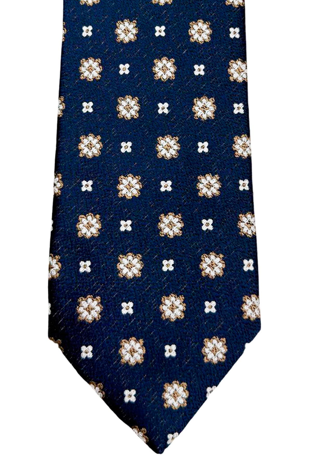 Cravatta uomo blu 9cm fantasia in pura seta cucita a mano