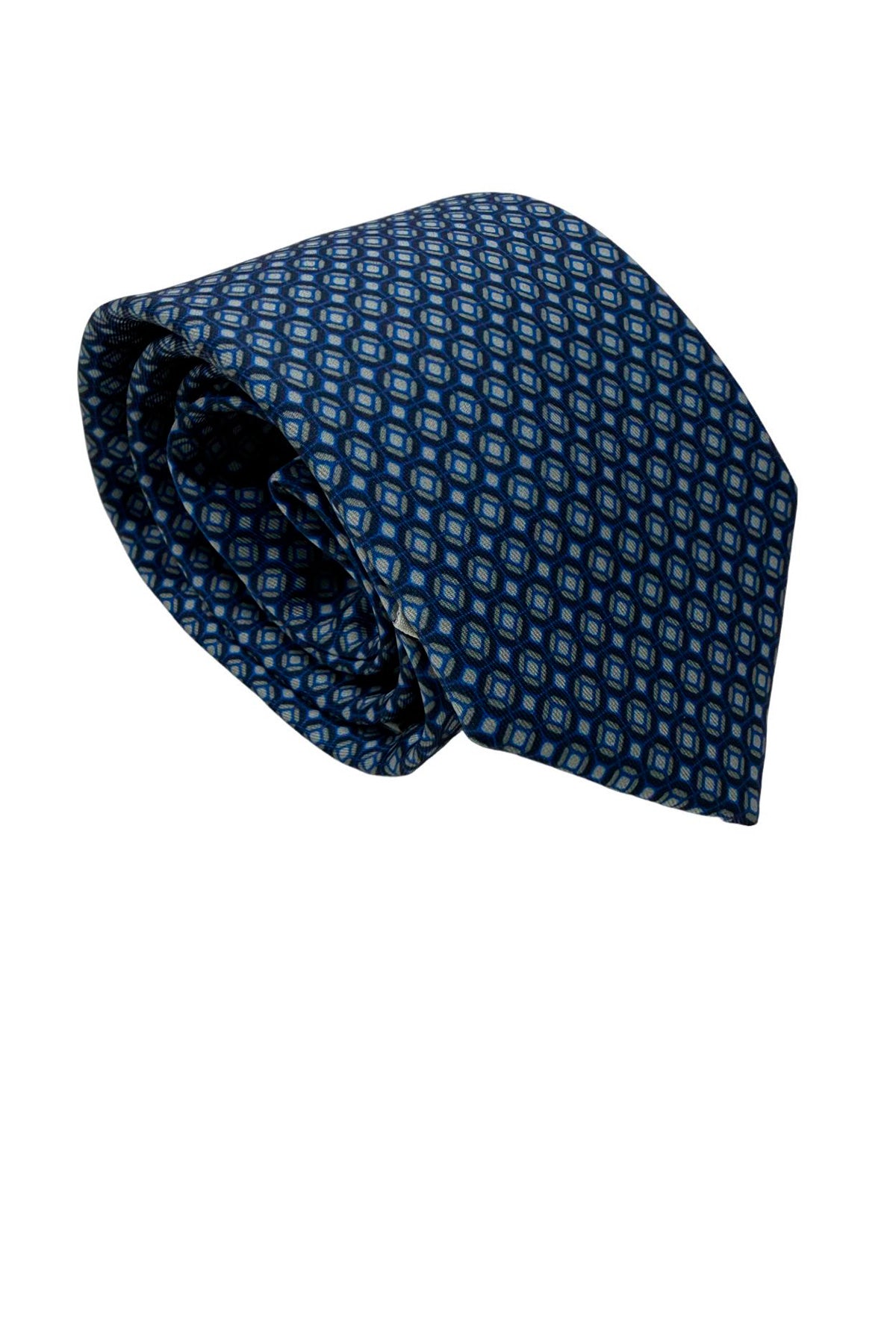 Cravatta uomo blu 9cm fantasia in pura seta cucita a mano