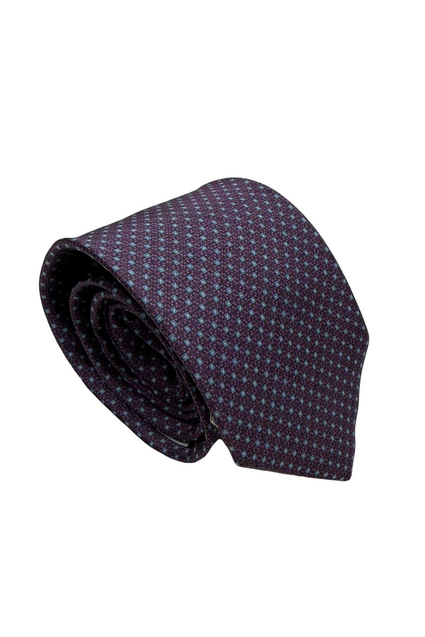 Cravatta uomo viola 9cm fantasia in pura seta cucita a mano