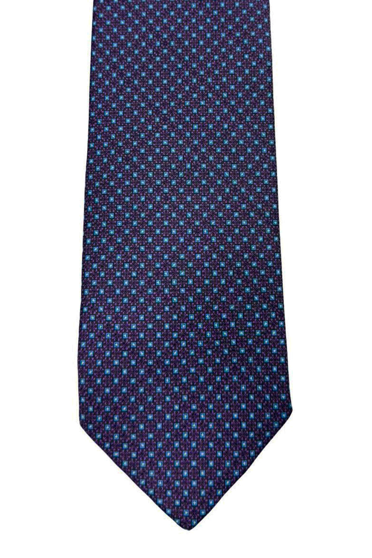 Cravatta uomo viola 9cm fantasia in pura seta cucita a mano