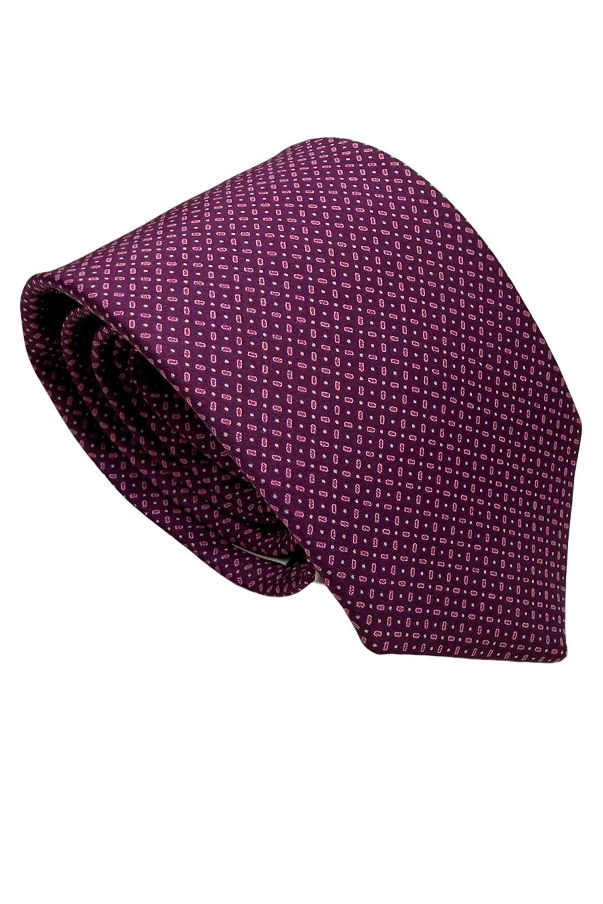 Cravatta uomo viola 9cm fantasia in pura seta cucita a mano