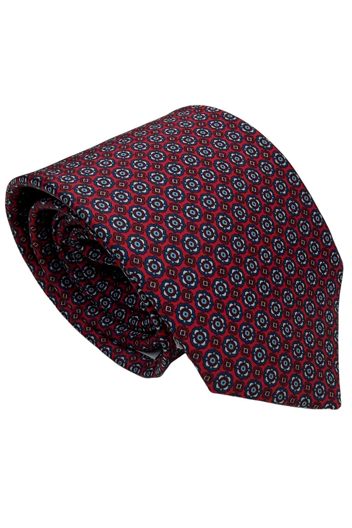 Cravatta uomo Bordeaux 9cm fantasia in pura seta cucita a mano