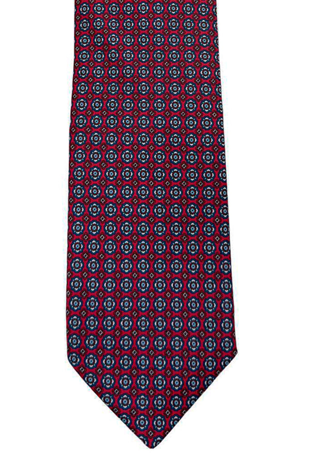 Cravatta uomo Bordeaux 9cm fantasia in pura seta cucita a mano