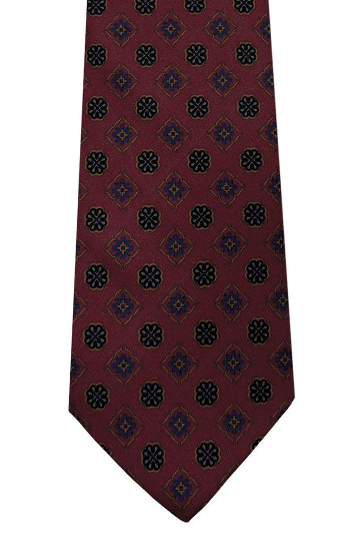 Cravatta uomo Bordeaux 9cm fantasia in pura seta cucita a mano