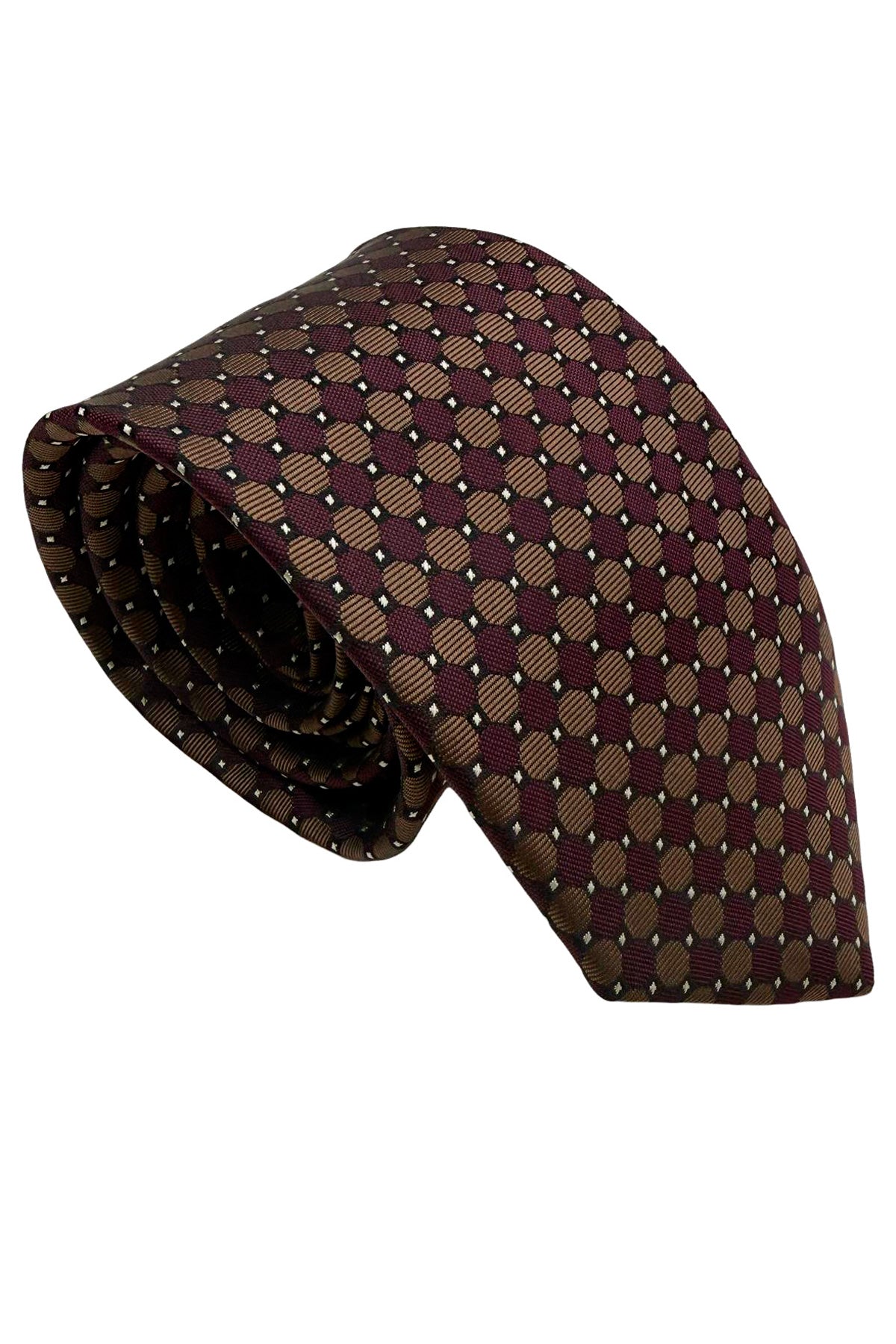 Cravatta uomo Bordeaux 9cm fantasia in pura seta cucita a mano